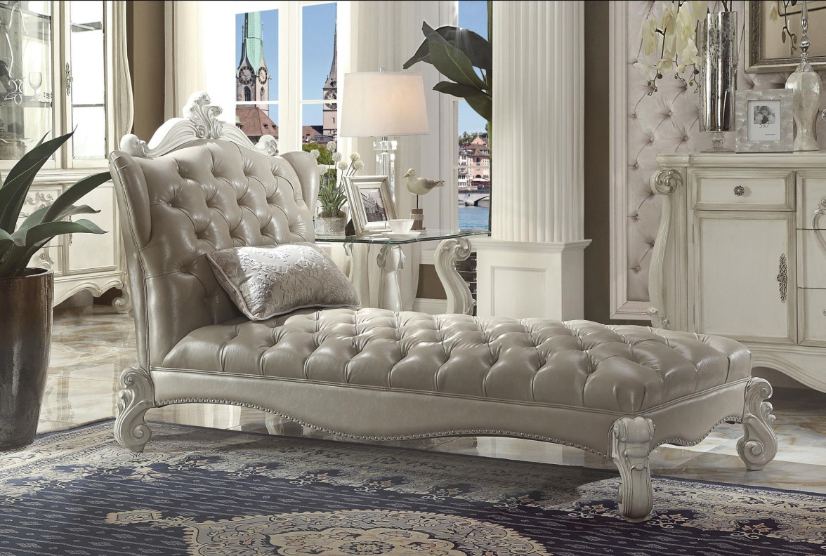 96542 Bone White Finish Chaise Acme Versailles Collection