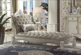 96542 Bone White Finish Chaise Acme Versailles Collection