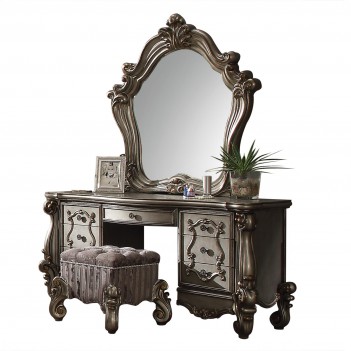 26847 Antique Platinum Finish Vanity & Mirror Versailles Collection By Acme Furniture