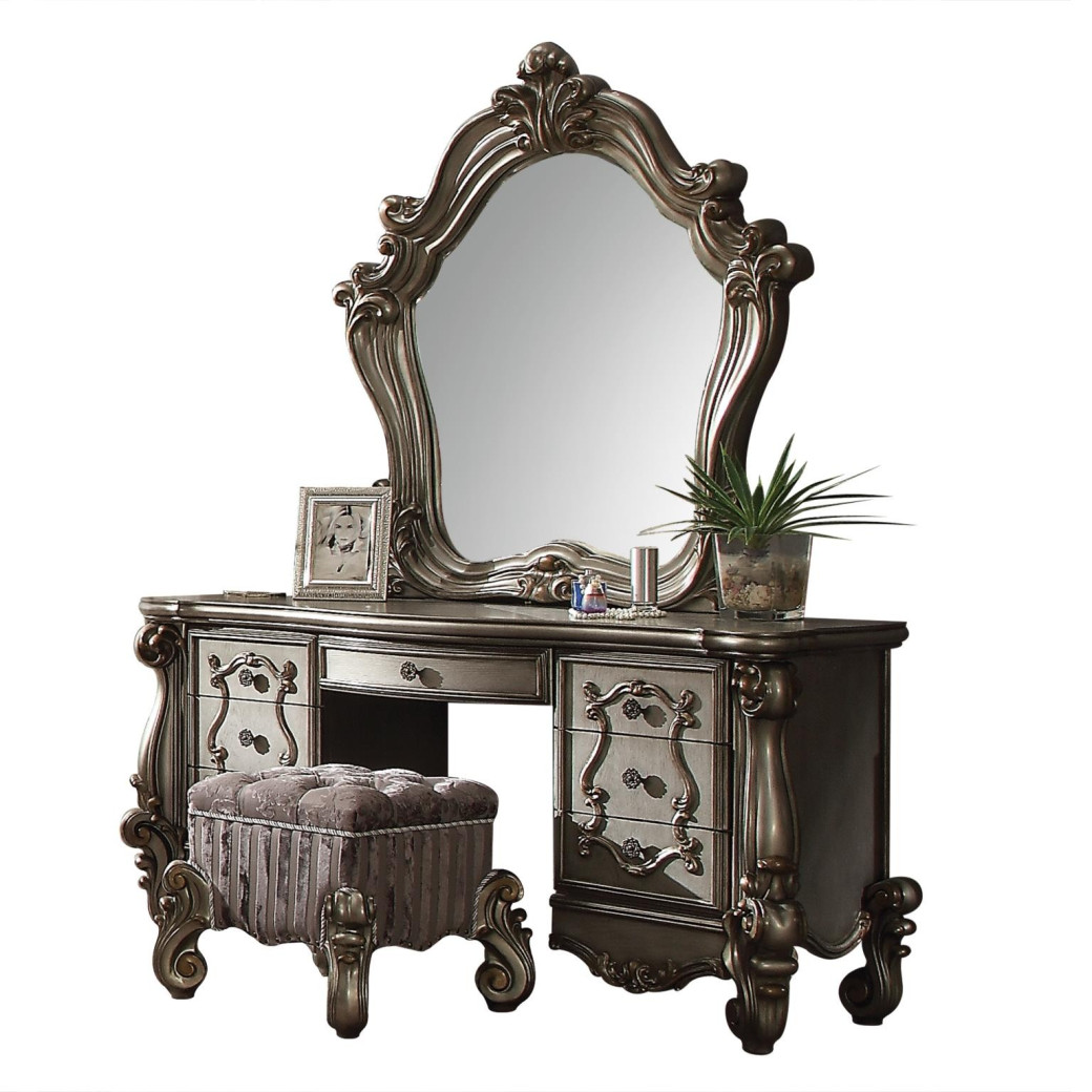 26847 Antique Platinum Finish Vanity Acme Versailles Collection