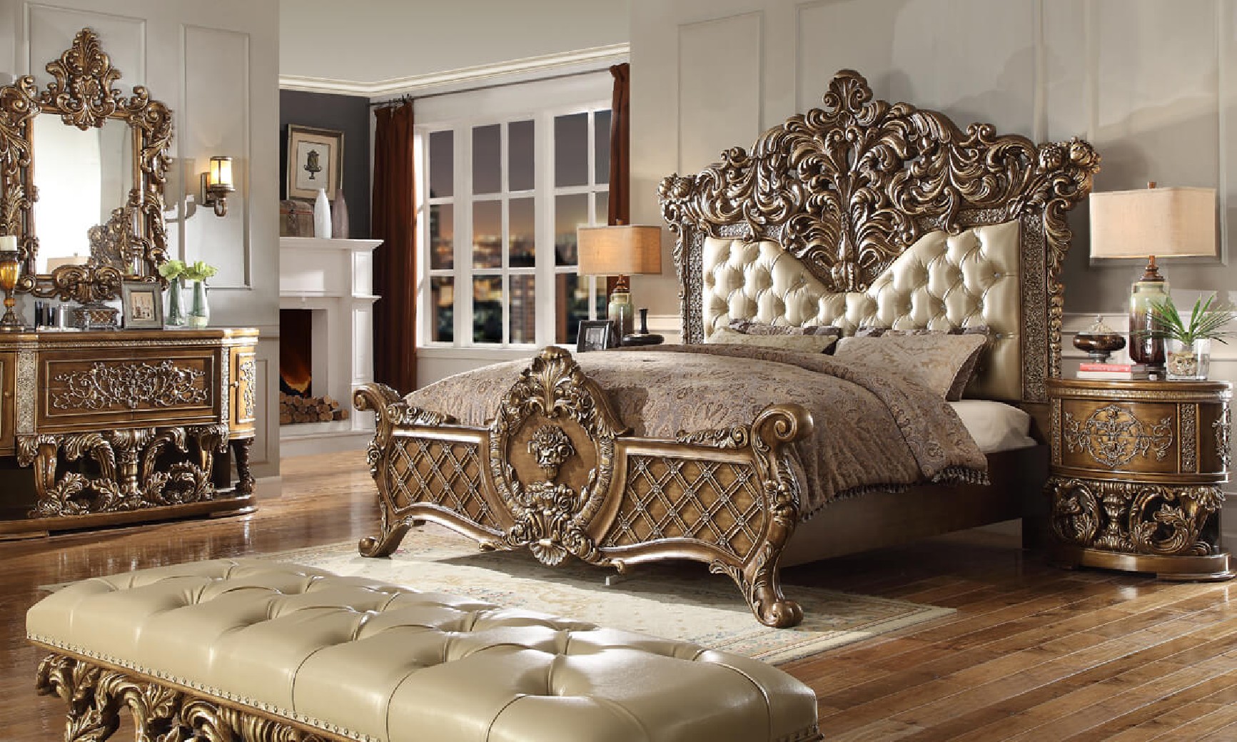 Hd 8018 Homey Design Bedroom Set, Victorian King Bed