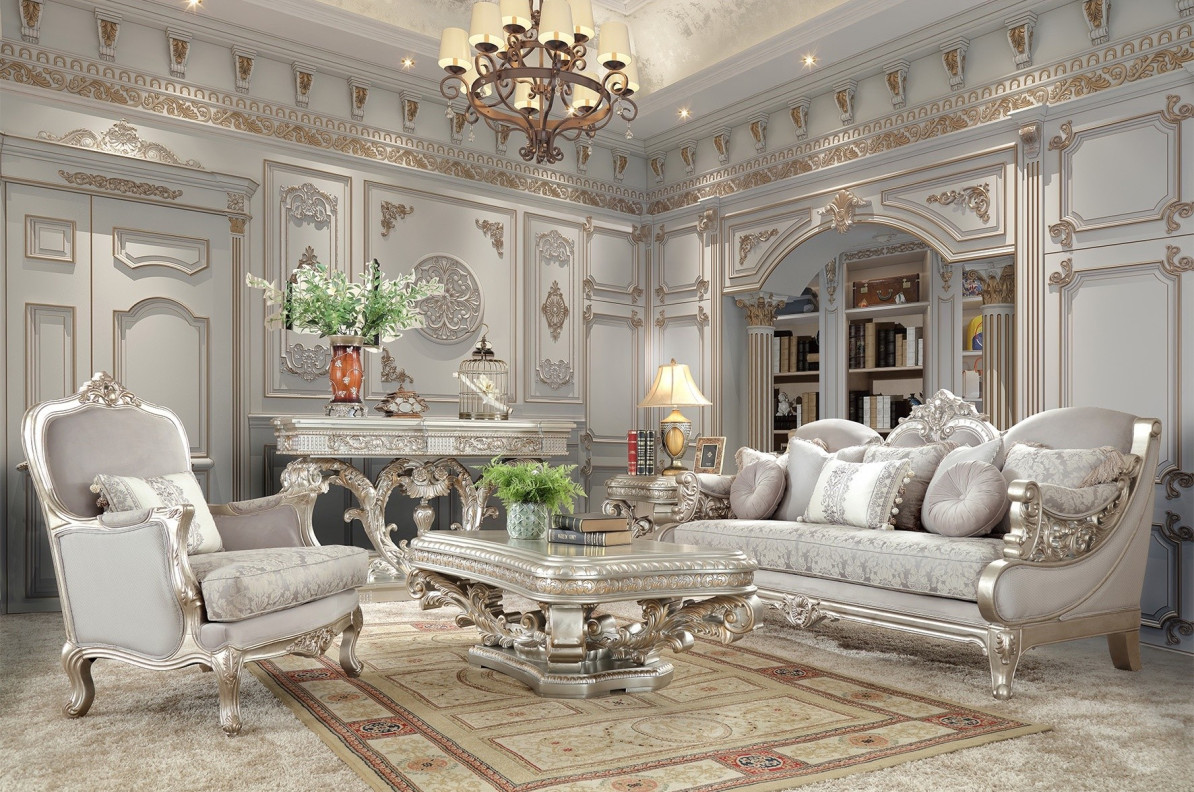 HD 2662 Homey Design Upholstery Living Room Set Victorian, European & Classic Design Sofa Set