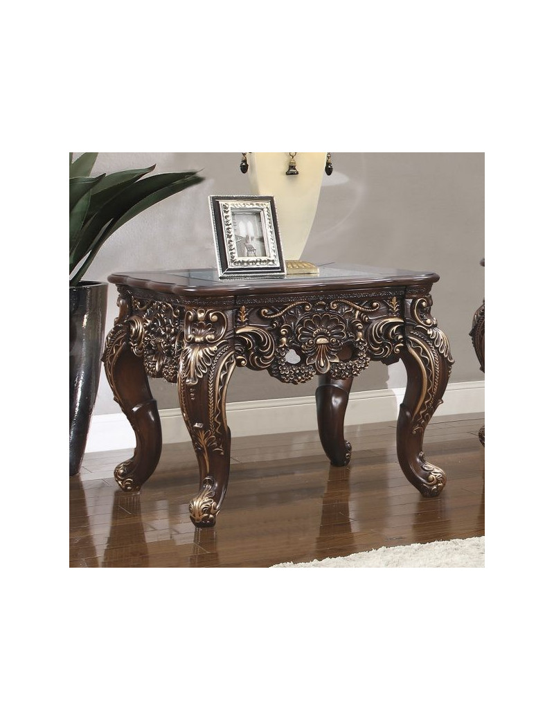 HD 998C Homey Design Coffee Table Victorian Style Cherry Walnut Finish