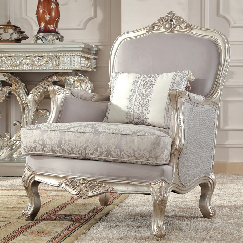 HD 2662 Homey Design Accent Chair Metallic Silver Finish