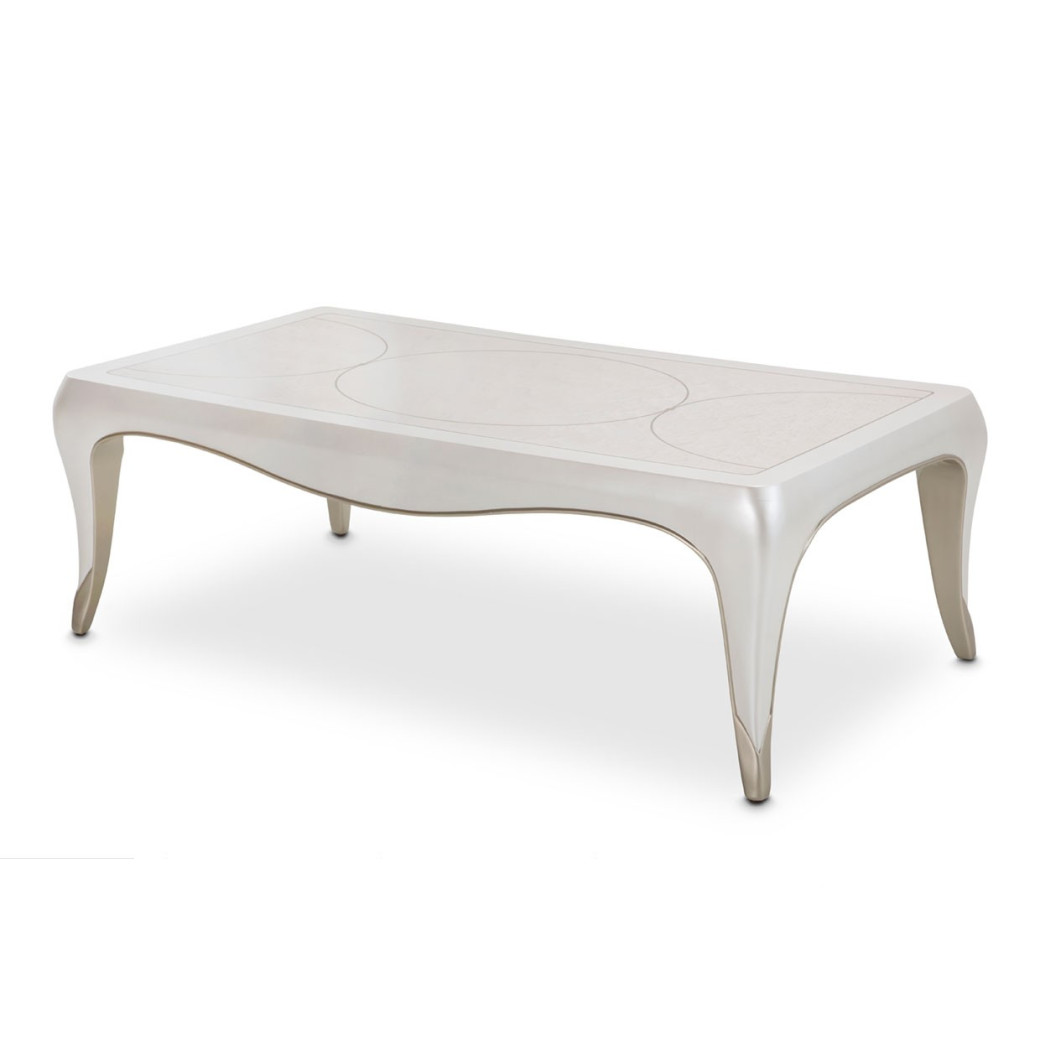 Creamy Pearl Finish Rectangular Cocktail Table London Place Collection By Michael Amini