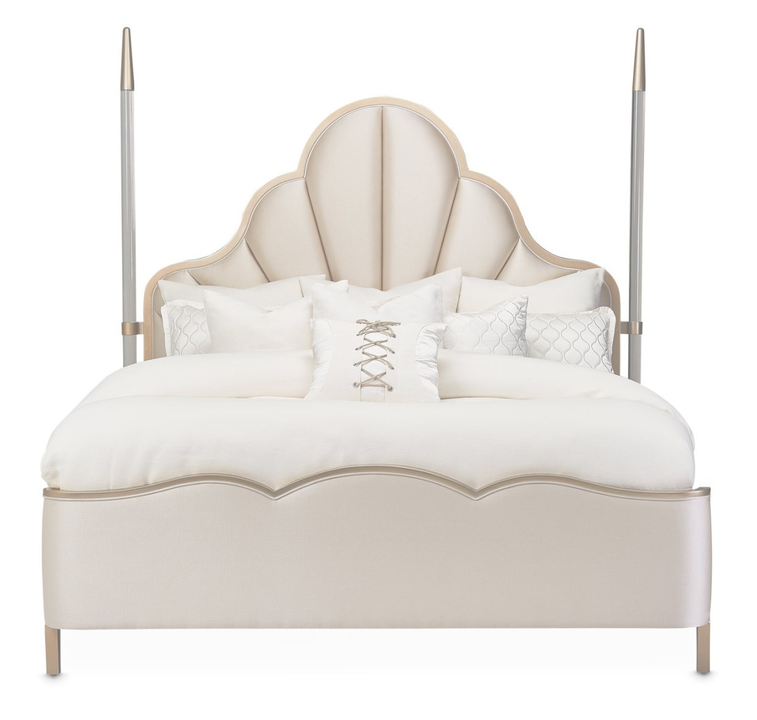 Malibu Crest -V129 Bedroom Set Collection By Michael Amini .Scalloped Poster Bed