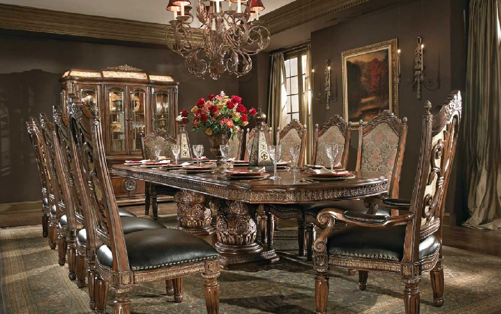 Rectangular Dining Table Set  Villa Valencia Collection By Michael Amini