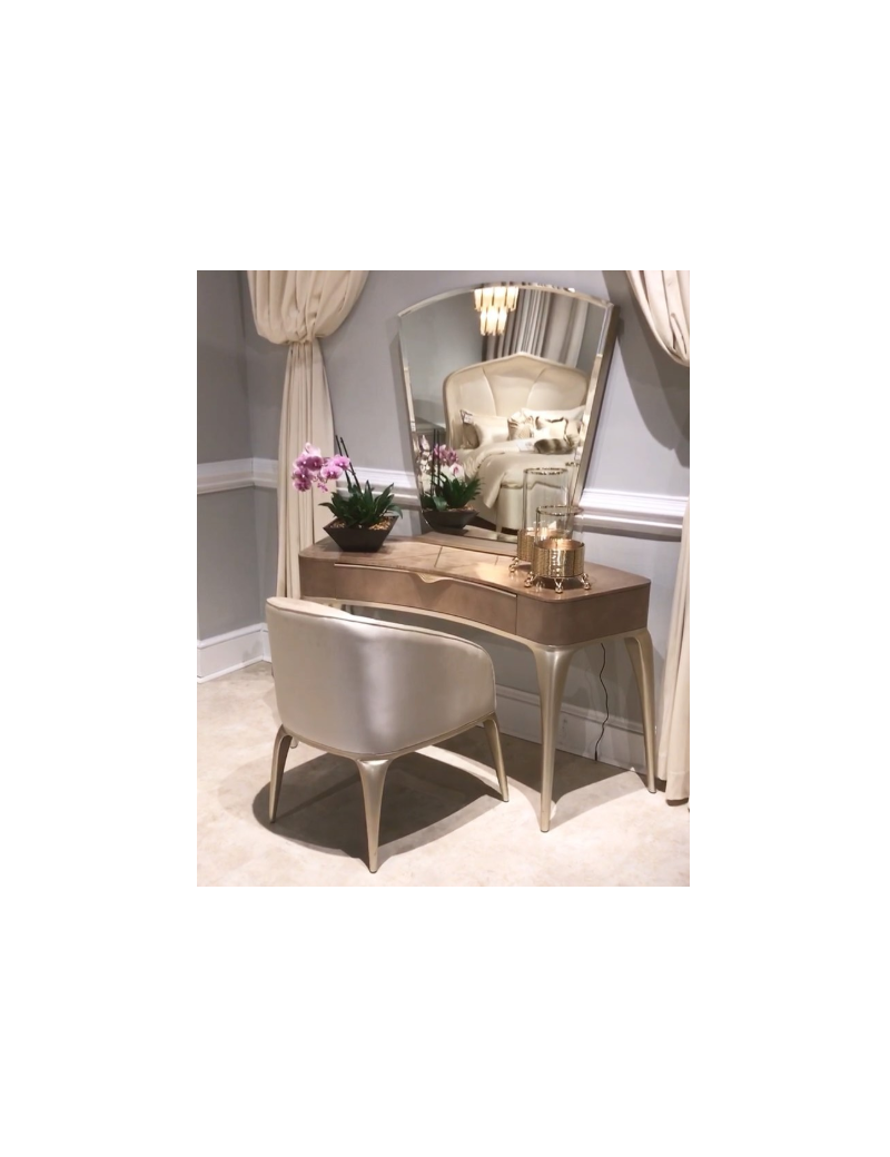Vanity/Writing Desk & Mirror Blush Malibu Crest -V129 By Michael Amini