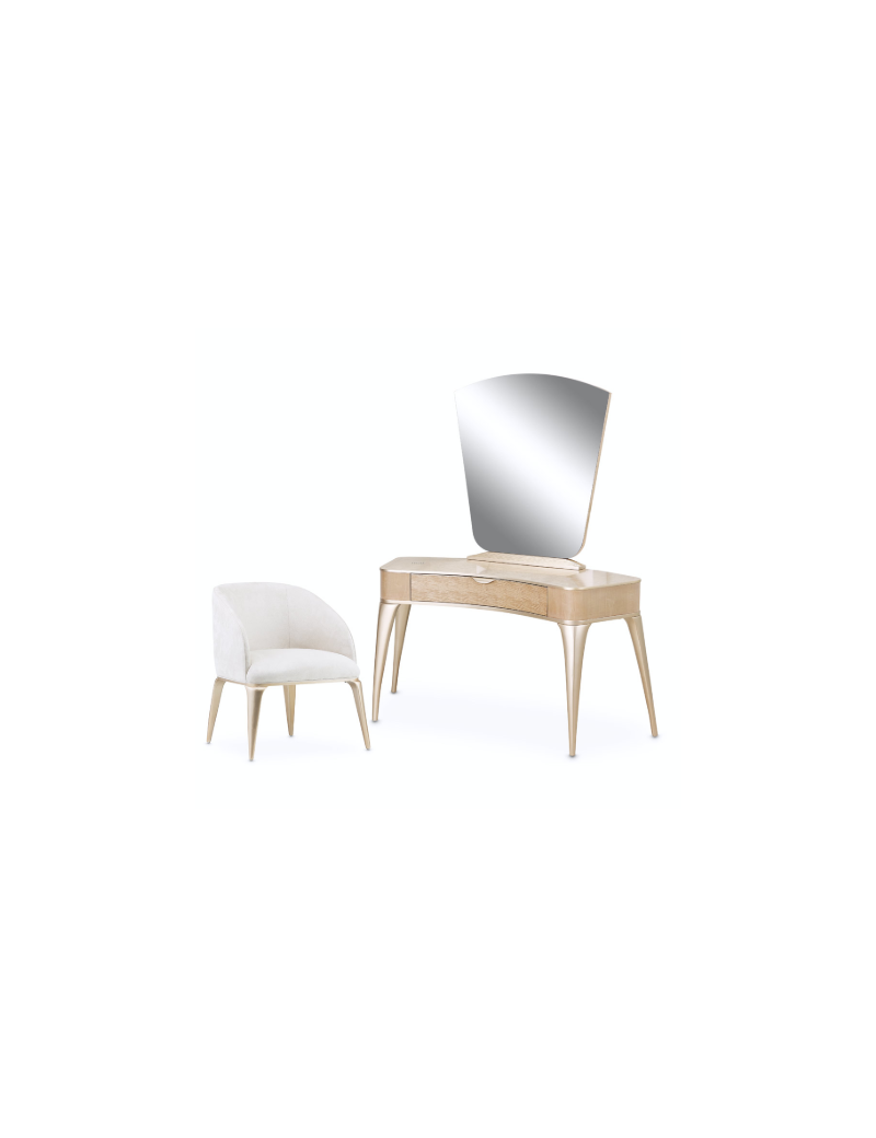 Vanity/Writing Desk & Mirror Blush Malibu Crest -V129 By Michael Amini