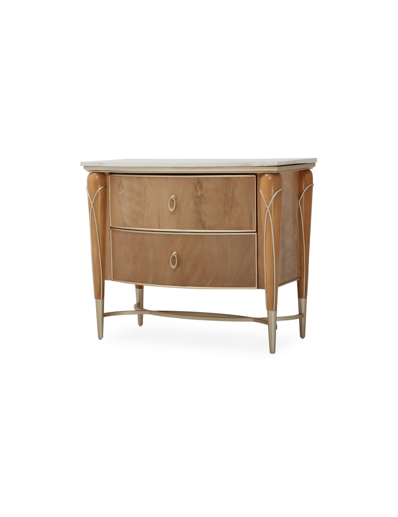 Channel-Tufted Upholstered Bed Villa Cherie Caramel  Collection by Michael Amini