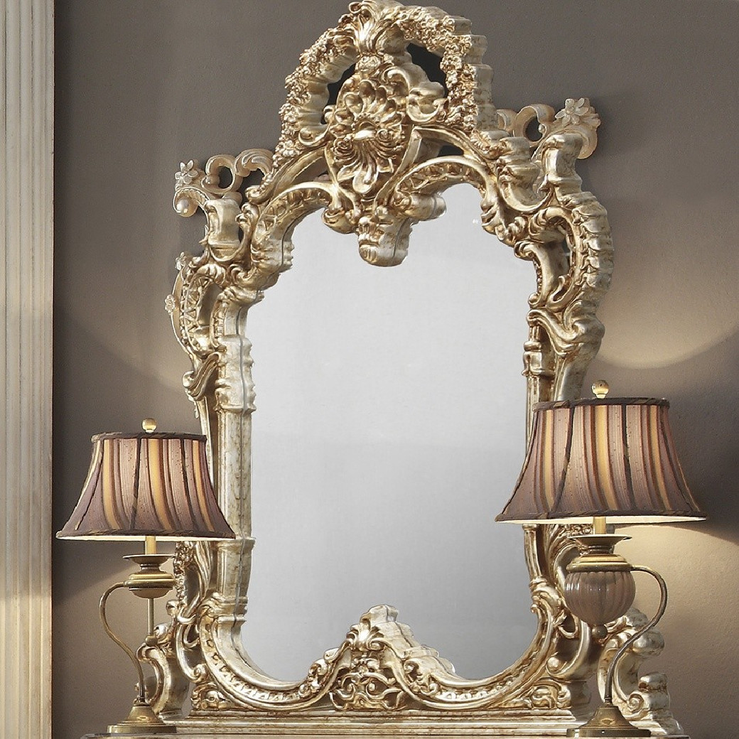 HD 998G Homey Design Coffee Table Victorian Style Metallic Gold & Silver Blend