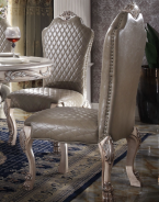68180 Vintage Bone White Finish Pedestal Round Dining Table Dresden Collection by Acme Furniture