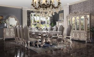 68170 Vintage Bone White Finish Dining Set Rectangular Table Dresden Collection by Acme Furniture