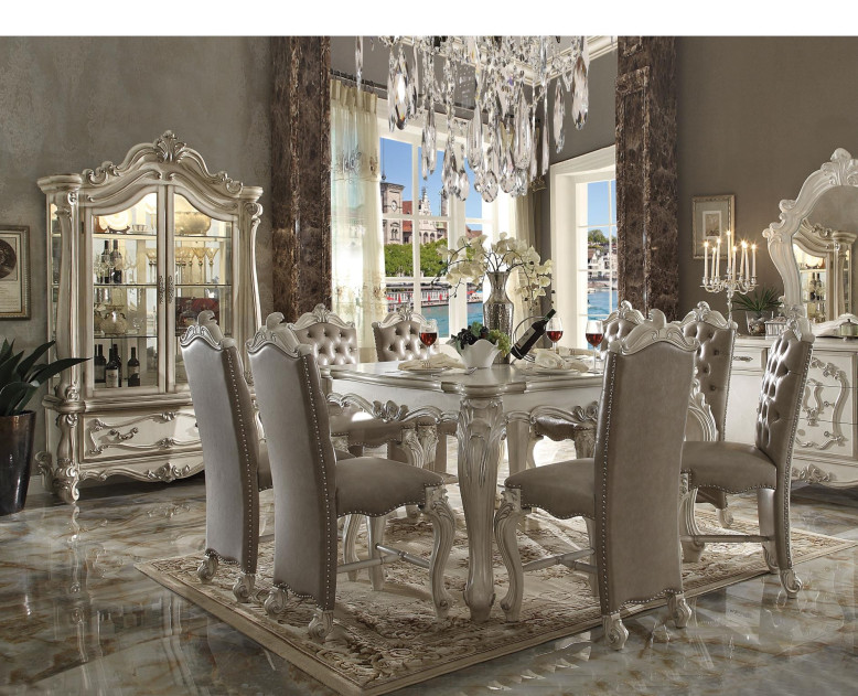 61150 Acme  Counter Height Table Versailles Collection PU & Bone White Finish