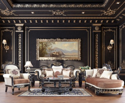 HD 9666 Homey Design Upholstery Living Room Set Victorian, European & Classic Design Sofa Set