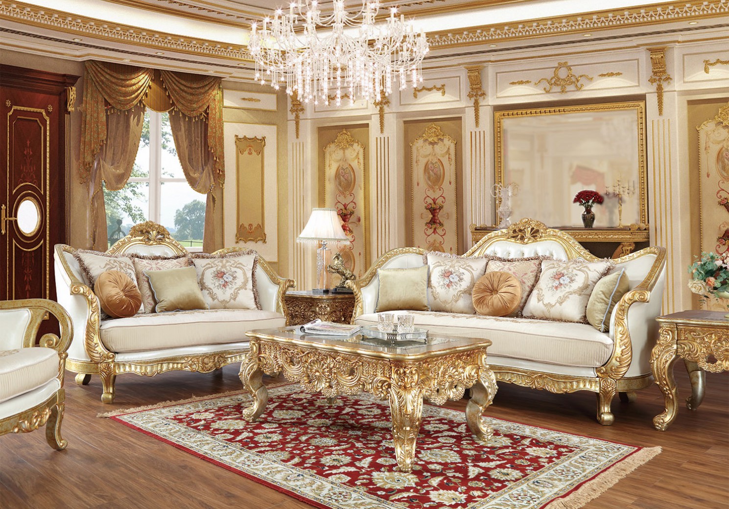 HD 91630 Homey Design Upholstery Living Room Set Victorian