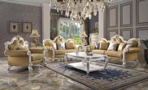 58210 Acme Butterscotch Pearl Finish Living Room Picardy Collection by Acme Furniture