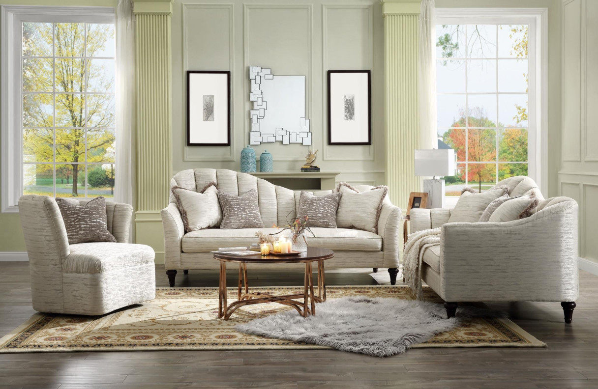 55305 Shimmering Pearl Fabric Athalia Living Room Collection by Acme Furniture