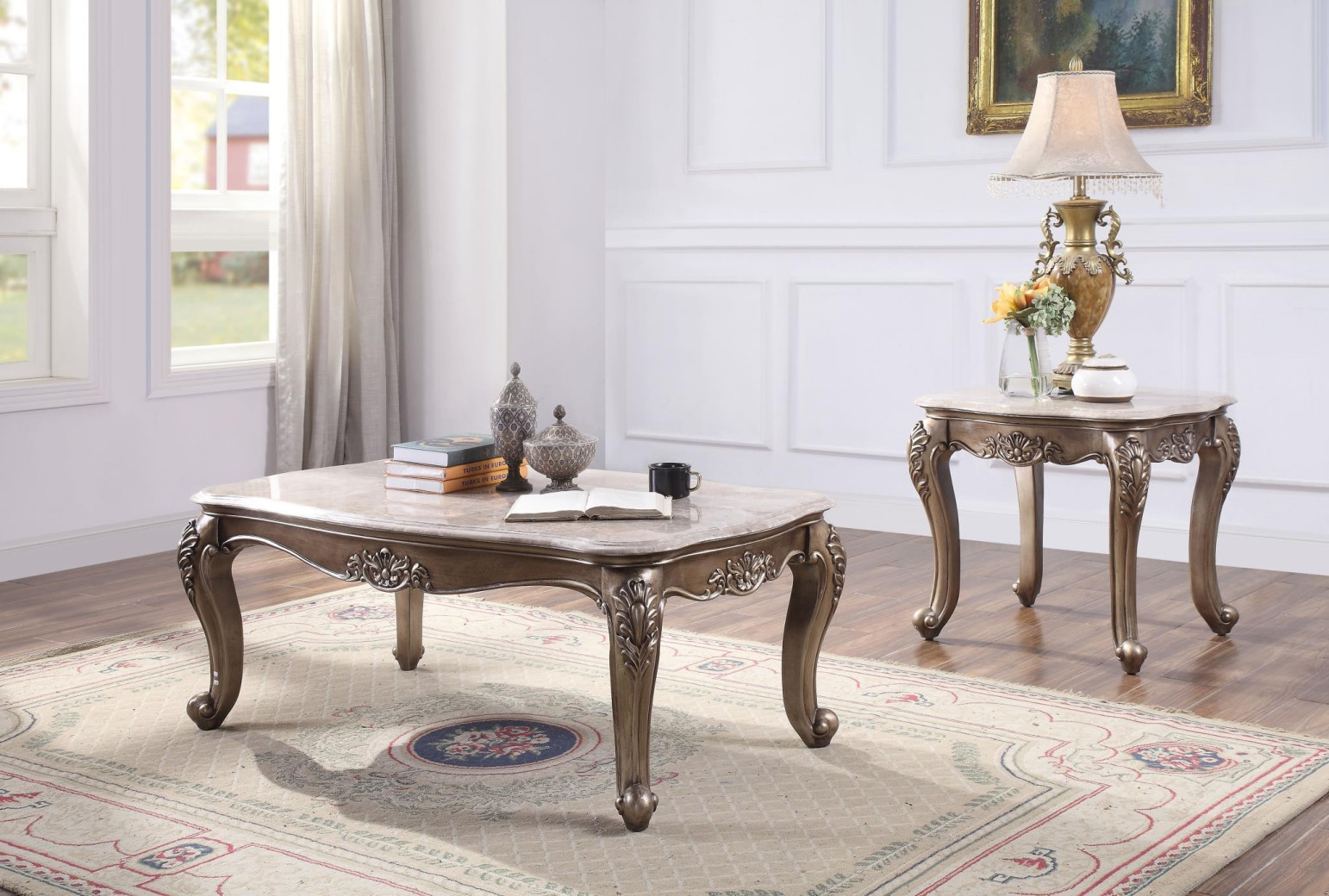 54865 Fabric & Champagne Finish Living Room Jayceon Collection By Acme Furniture