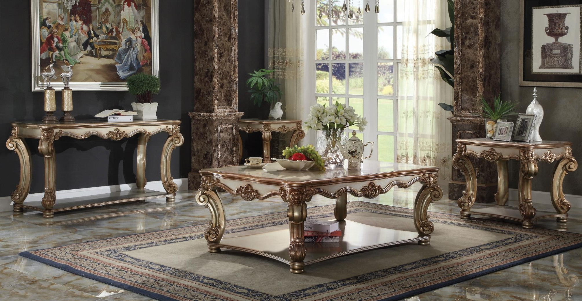 53000 Vendome Living room Gold Patina Finish Collection By Acme Furniture