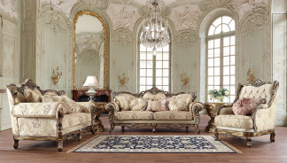 HD 506 Homey Design Upholstery Living Room Set Victorian, European & Classic Design Sofa Set