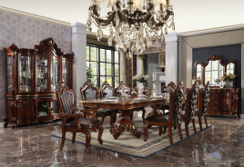 668220 Double Pedestal Dining Table Cherry Finish Picardy Collection by Acme Furniture