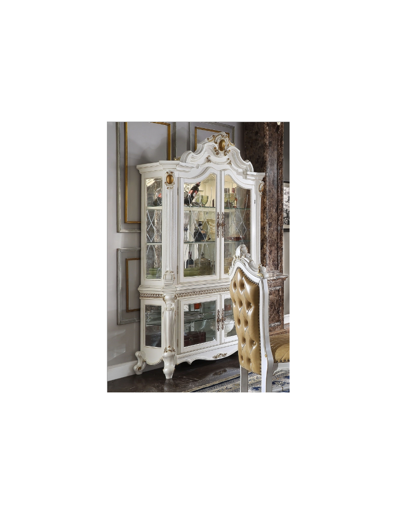 63470 Butterscotch & Antique Pearl Finish Round Dining Set Picardy Collection by Acme Furniture