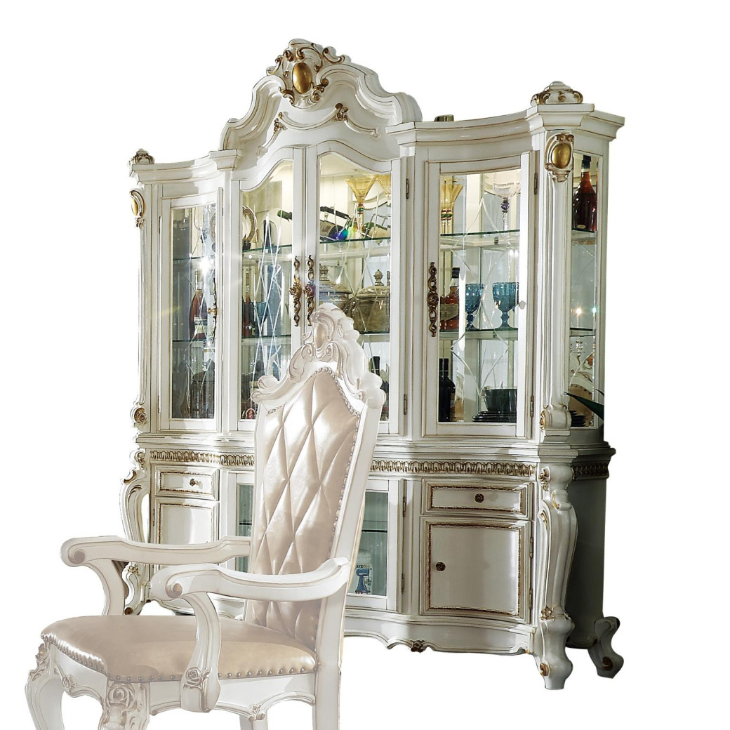63470 Butterscotch & Antique Pearl Finish Round Dining Set Picardy Collection by Acme Furniture
