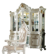 63460 Butterscotch Antique Pearl Finish Double Pedestal Dining Table Set Picardy Collection by Acme Furniture