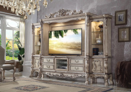 91470 Entertainment Center Vintage Bone White Finish  Dresden Collection by Acme Furniture