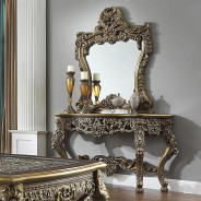 HD 905 BR Perfect Brown with Metallic Antique Gold Occasional Tables Victorian Style by Homey Design