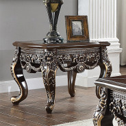 HD 905 C Homey Design Occasional Tables Victorian Style Cherry with Metallic Antique Gold Highlights