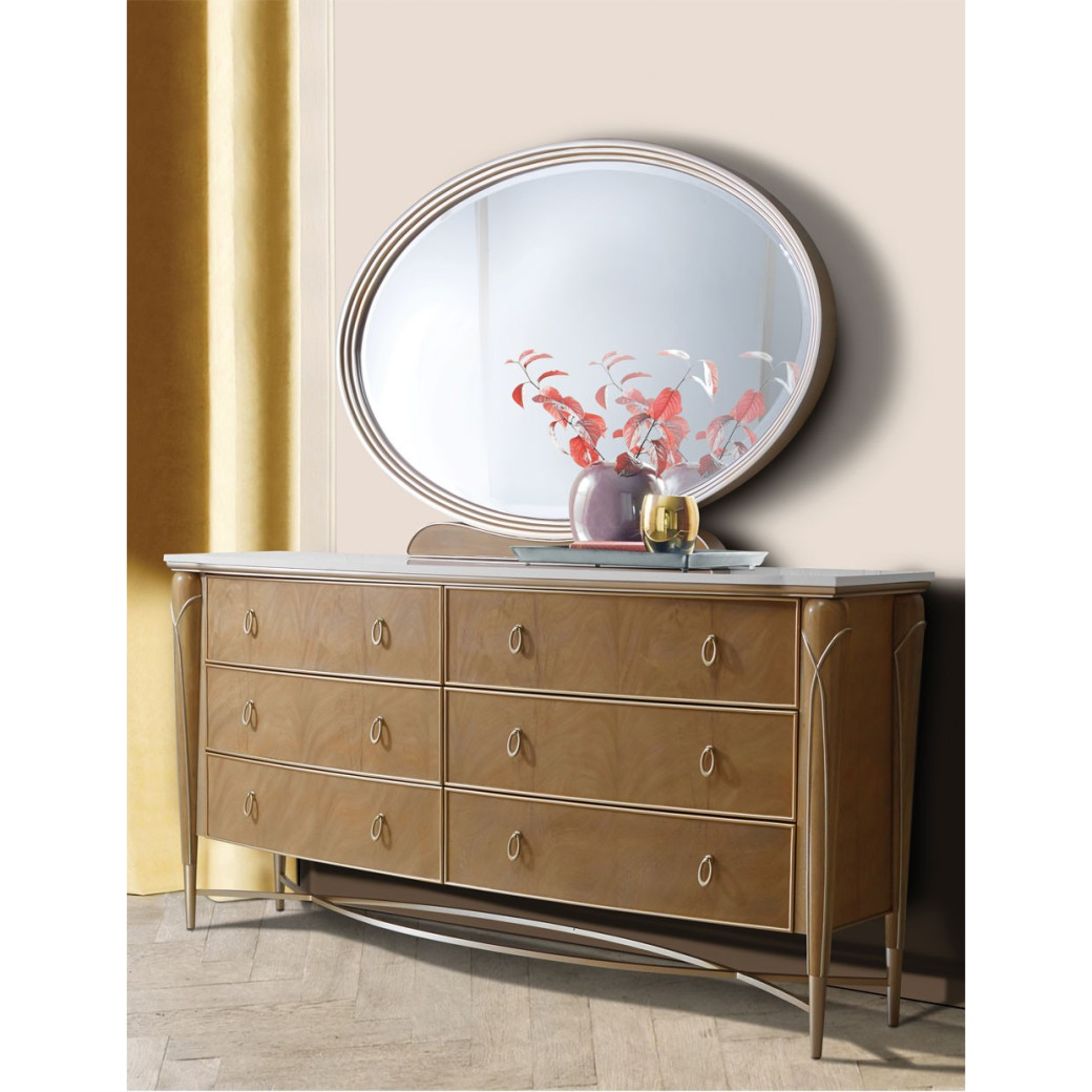 Channel-Tufted Upholstered Bed Villa Cherie Caramel  Collection by Michael Amini