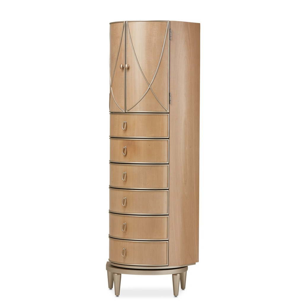 Channel-Tufted Upholstered Bed Villa Cherie Caramel  Collection by Michael Amini