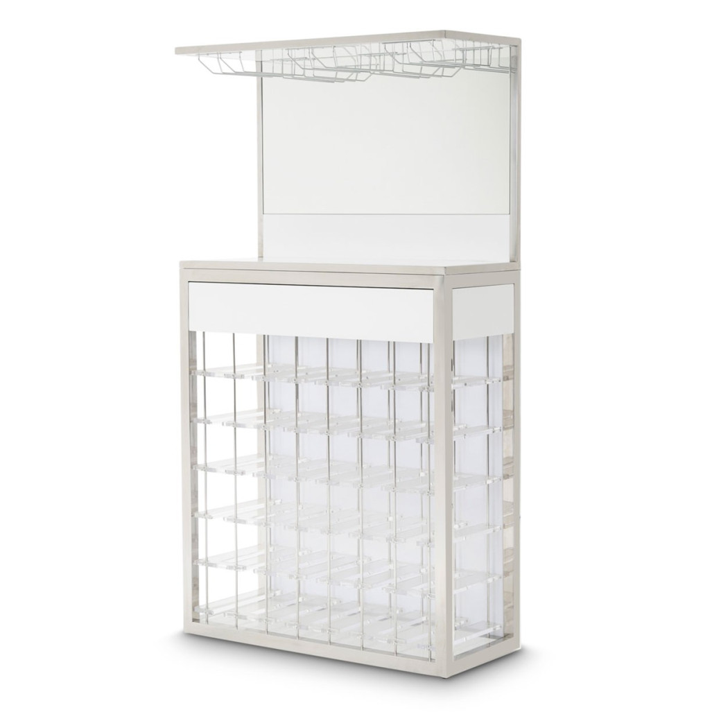 Wall Bar Glossy White State St. Collection By Michael Amini