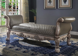 96590 Dresden Bench PU & Vintage Bone White by Acme Furniture