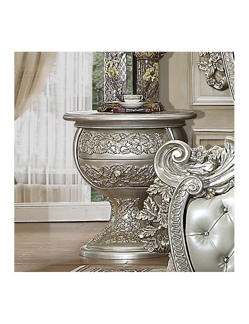 HD 8088 Victorian Style E.King Bed Metallic Silver Finish By Homey Design.