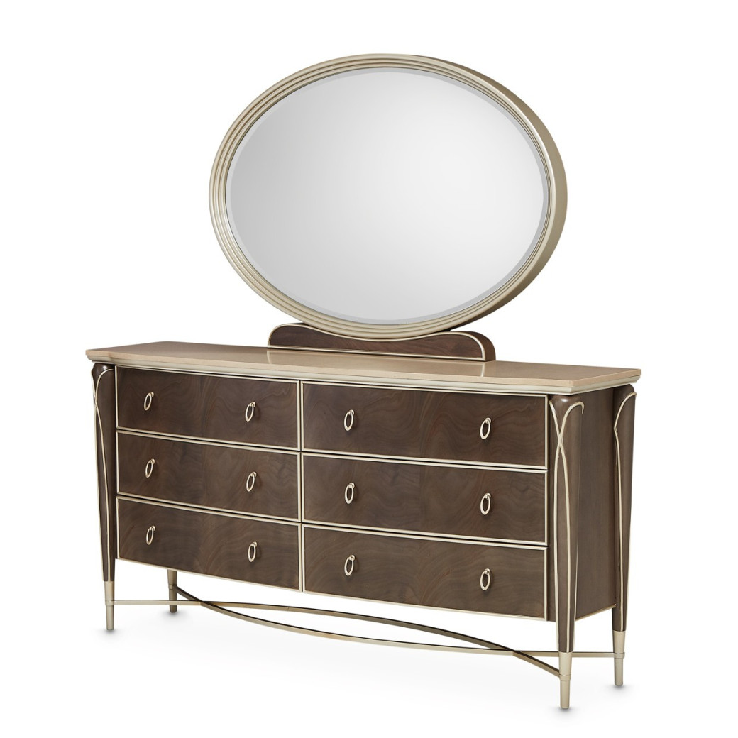 Villa Cherie Hazelnut Bedroom Set Collection by Michael Amini. Tufted Upholstered Bed