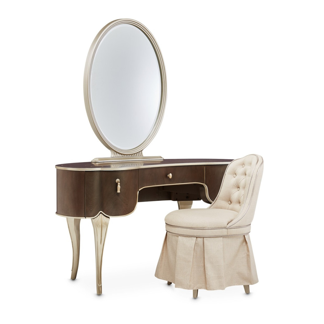 Villa Cherie Hazelnut Bedroom Set Collection by Michael Amini. Tufted Upholstered Bed