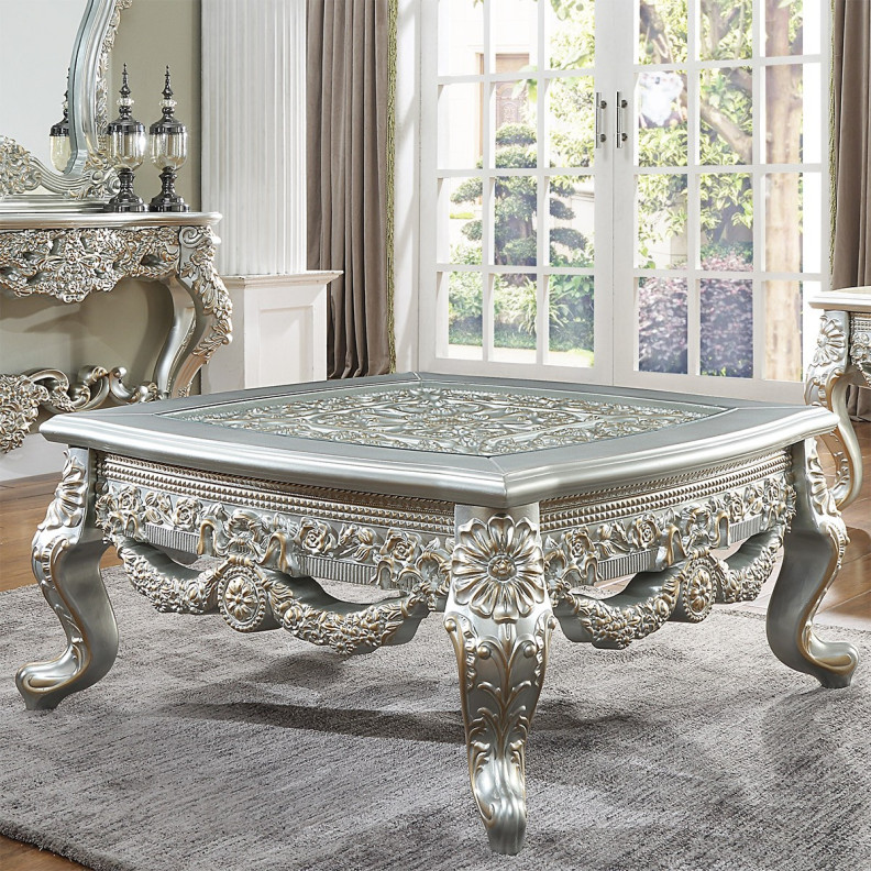 HD 905 S Homey Design Silver & Gold Highlight Homey Design Occasional Tables Victorian Style, European & Classic Design