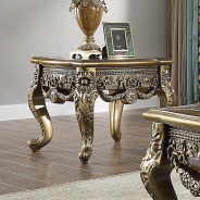 HD 905 BR Perfect Brown with Metallic Antique Gold Occasional Tables Victorian Style by Homey Design