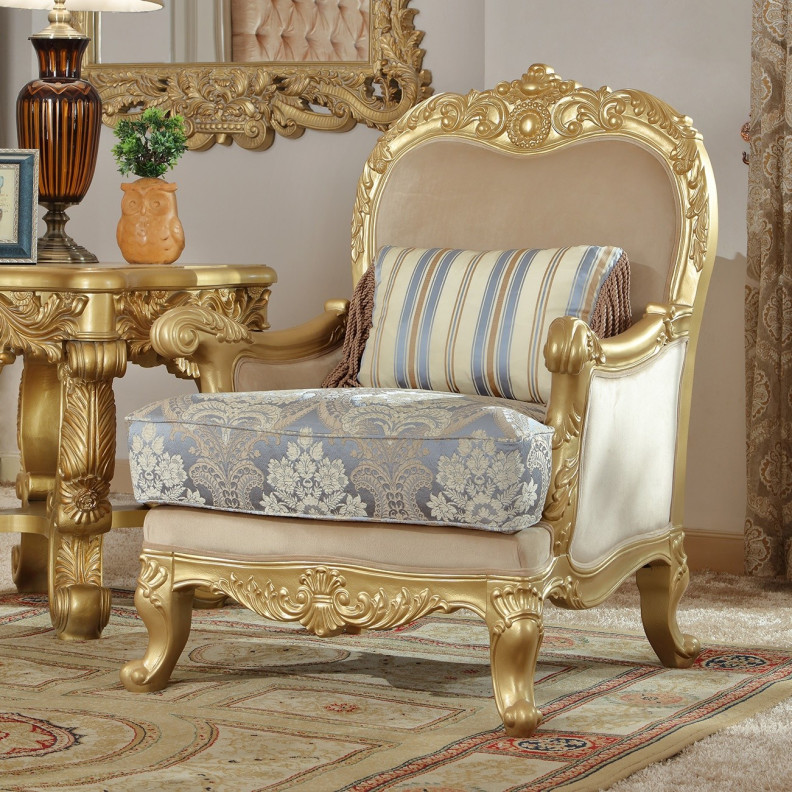HD 2666 Homey Design Accent Chair European Style Metallic Bright Gold