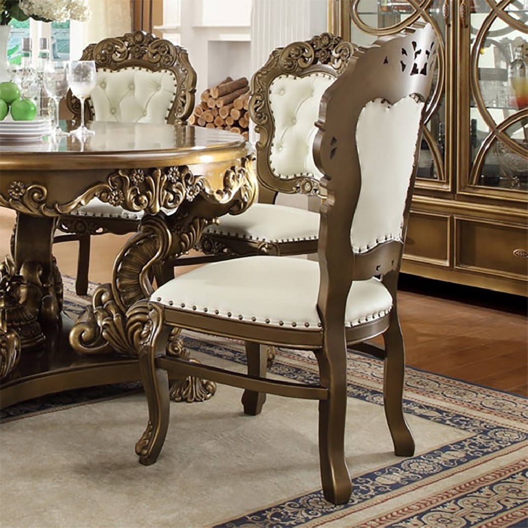 HD 8008 Homey Design Dining room set Victorian Style Met Ant Gold