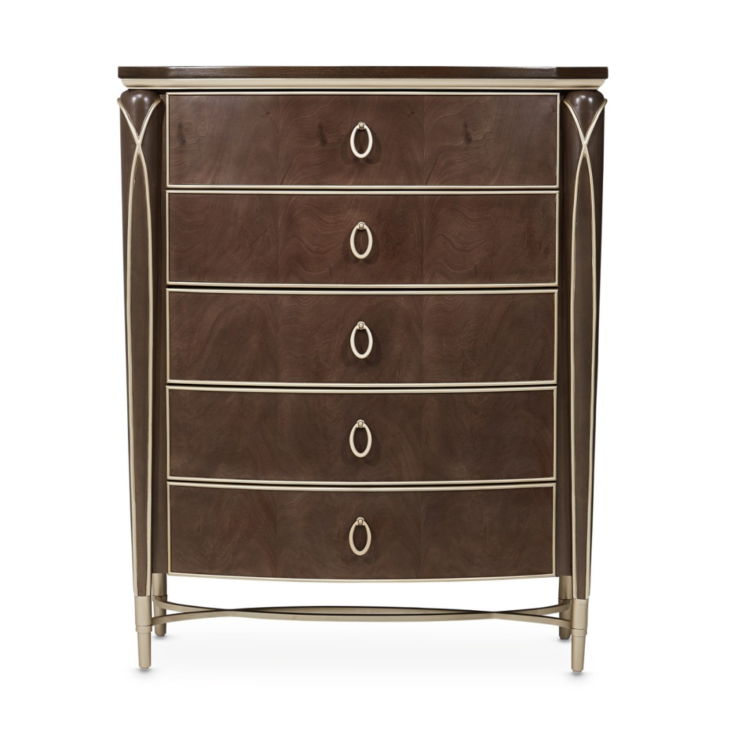 Highboy Vertical Storage Cabinets-Chest Of Drawers Villa Cherrie Hazelnut Collection By Michael Amini