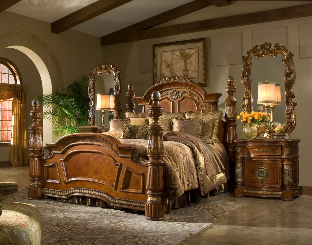 Villa Valencia Bedroom Set Collection by Michael Amini .Low Poster bed
