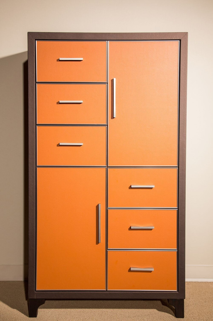 Aico 21 Cosmopolitan Orange Upholstered Tufted
