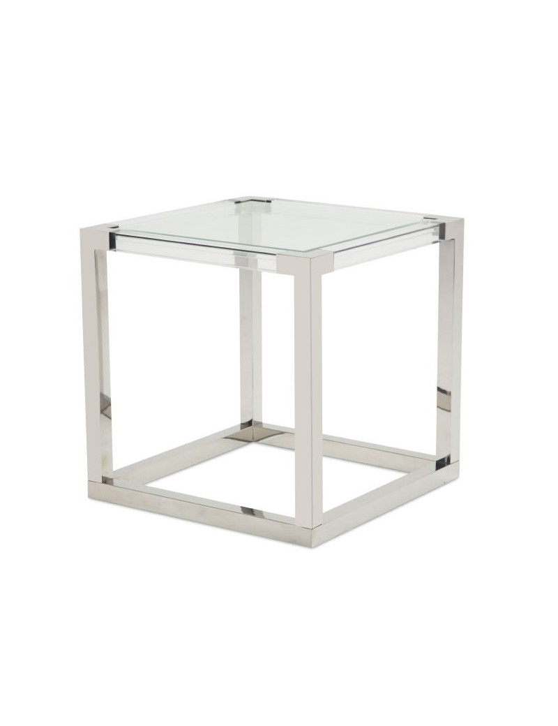 Square End Table Stainless Steel Legs State St. Collection By Michael Amini