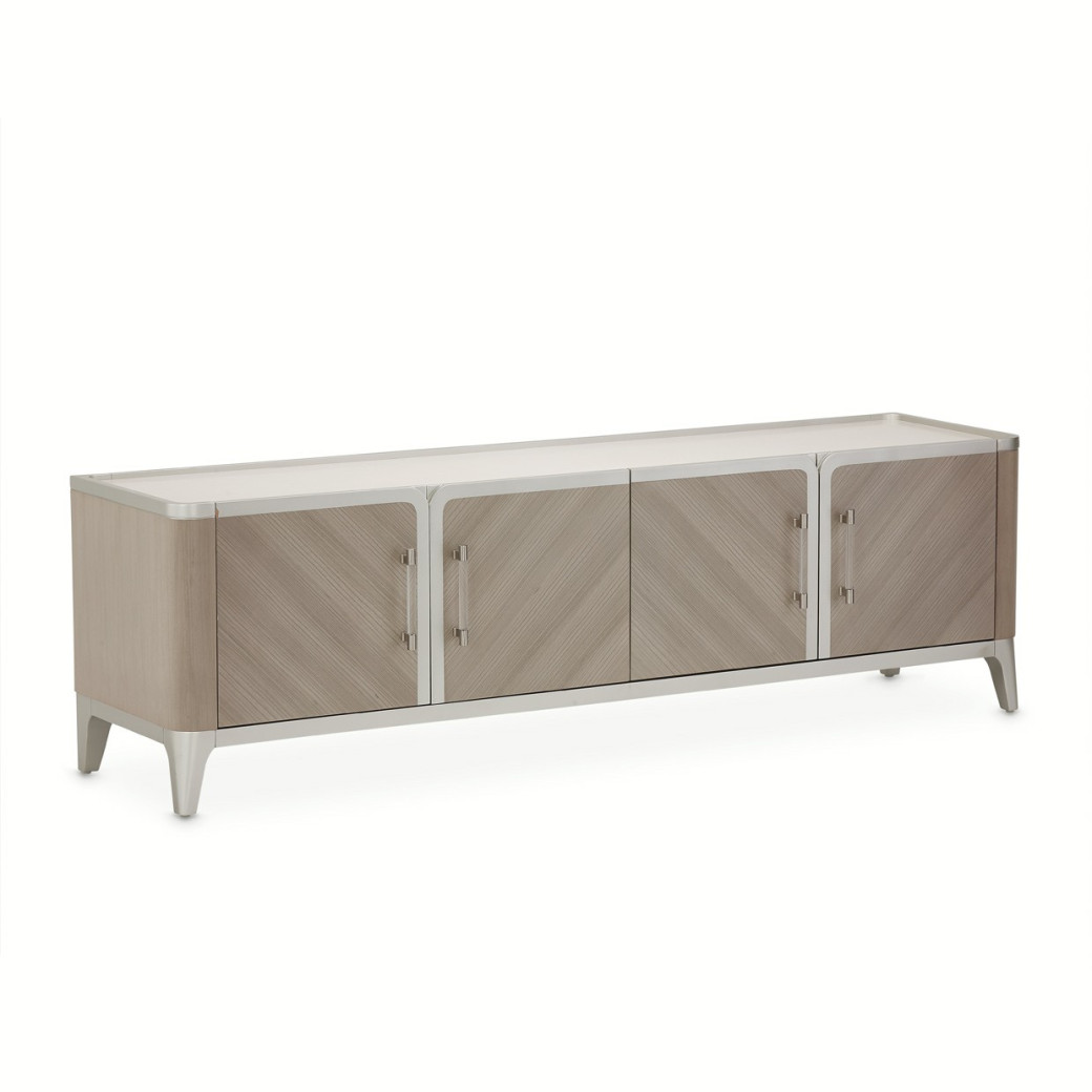 Media Cabinet Silver Mist Lanterna Collection By Michael Amini