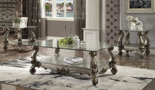 86840 Antique Platinum Finish Occasional Tables Versailles Collection By Acme Furniture