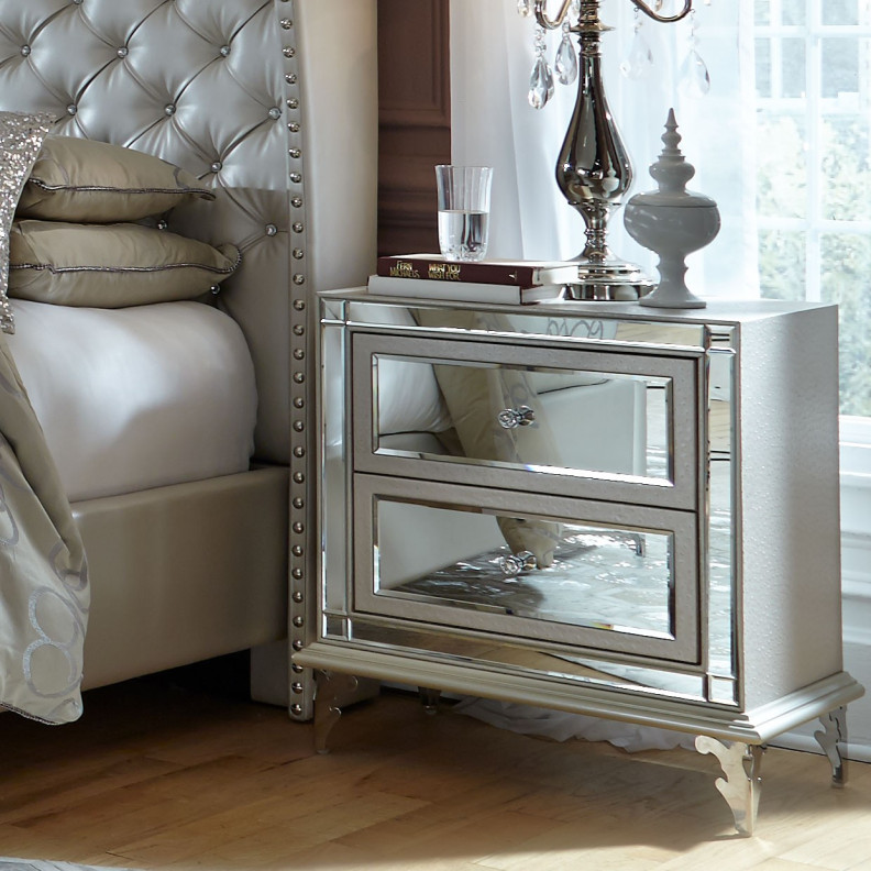 Upholstered Accent Cabinet-Night Stand Hollywood Loft Collection By Michael Amini